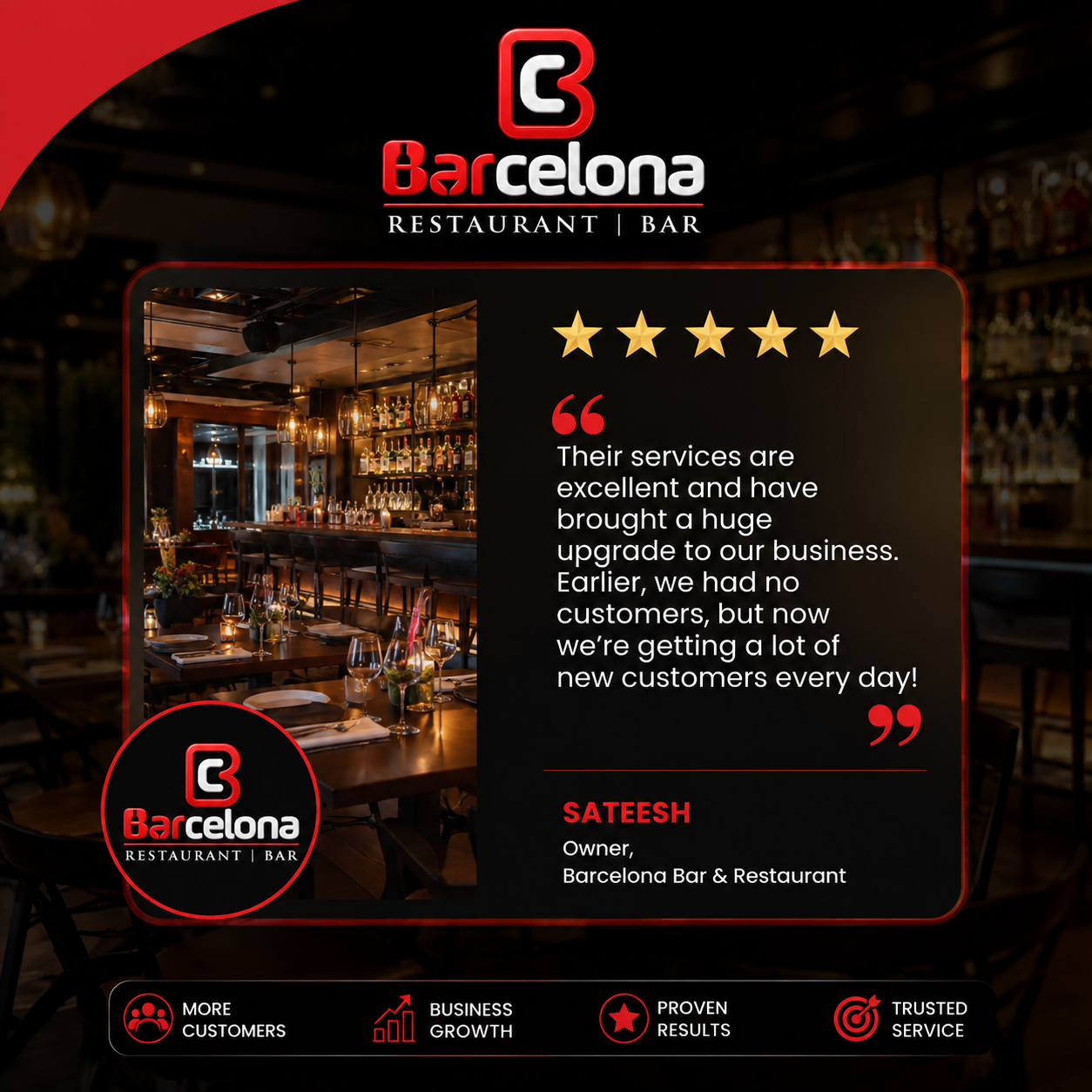 Barcelona Restaurant & Bar testimonial
